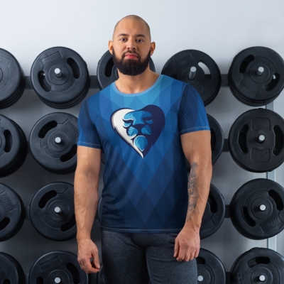 SACRED GEO BLUE HEART Men’s Athletic T-shirt