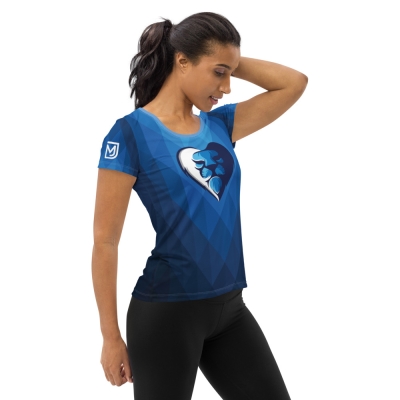 SACRED GEO BLUE HEART Women’s Athletic T-shirt