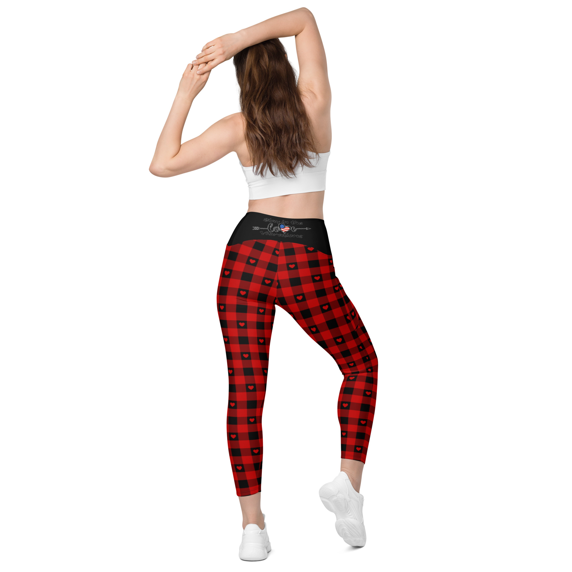 FLANNEL LOVE VIBES Crossover Leggings With Pockets