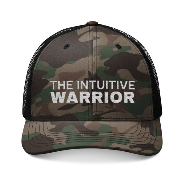 Camouflage Trucker Hat – The Intuitive Warrior | Outdoor Hat, Gift for Veterans, Hunting Cap, Stylish Accessory, Everyday Wear - Image 5