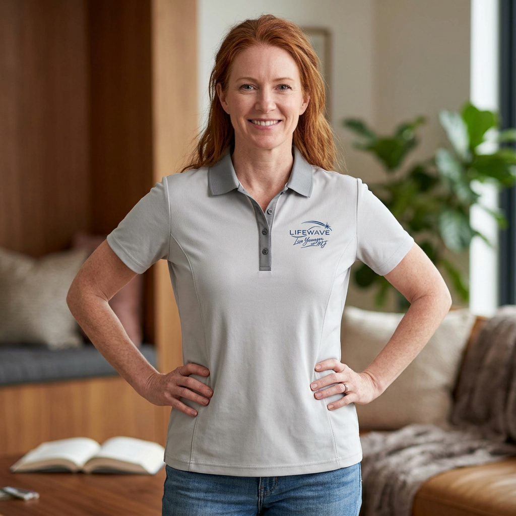 LifeWave Live Younger with MJ Women's Electric Heather Polo - Image 4