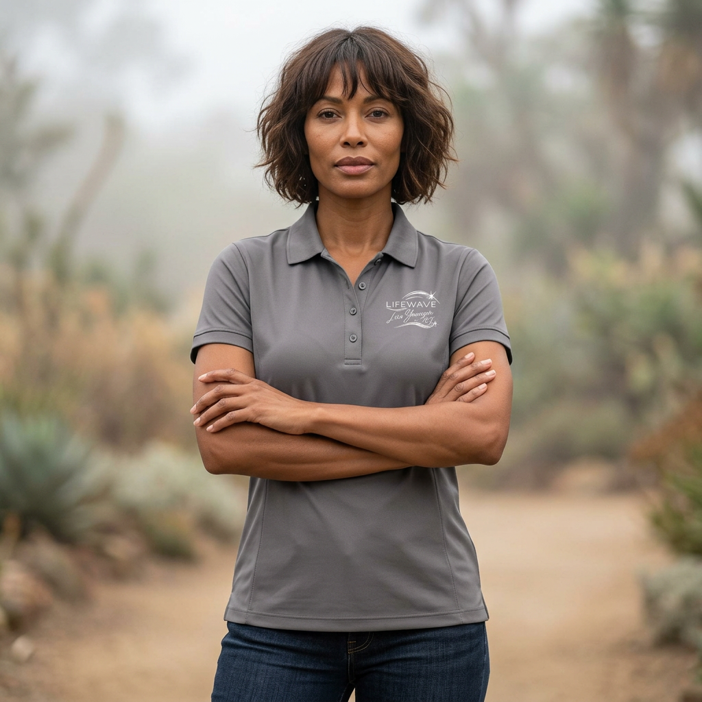 LifeWave Live Younger with MJ Women's Electric Heather Polo - Image 2