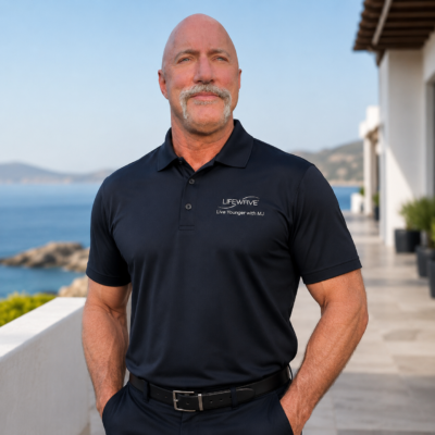LifeWave Live Younger with MJ Mens Tall Silk Touch Polo